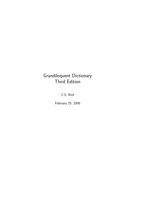 Grandiloquent Dictionary Third Edition - Islandnet.com